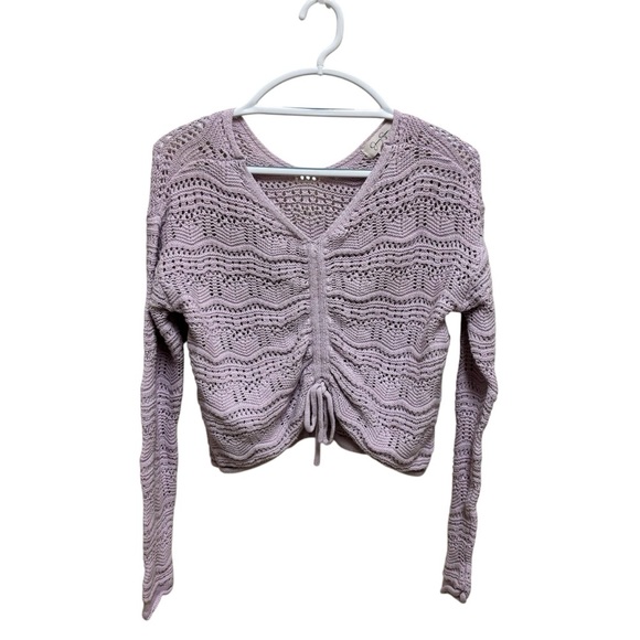 Tops - EUC Jessica Simpson Lilac Crochet Long Sleeve Cropped Sweater Y2K Size Small.